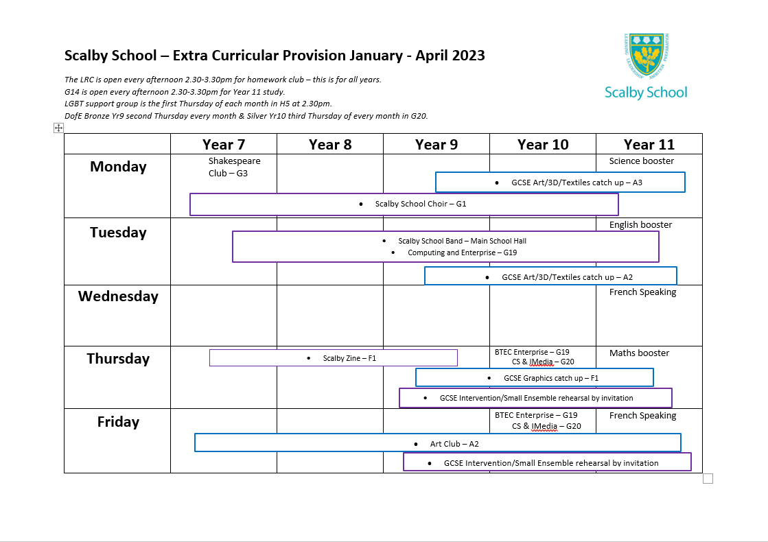Extra Curricular January - April 2023